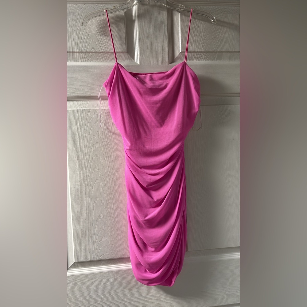 Princess Polly Pink Ruched Spaghetti Strap Dress